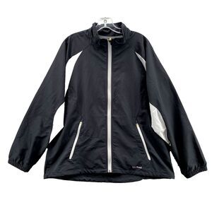LL Bean Windbreaker Jacket Womens XL Black Gorpcore Outdoor‎ Hiking Camping 90's